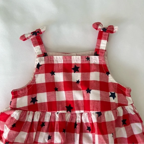 Cat & Jack Baby 12M Red Gingham Star Romper - Picture 8 of 13